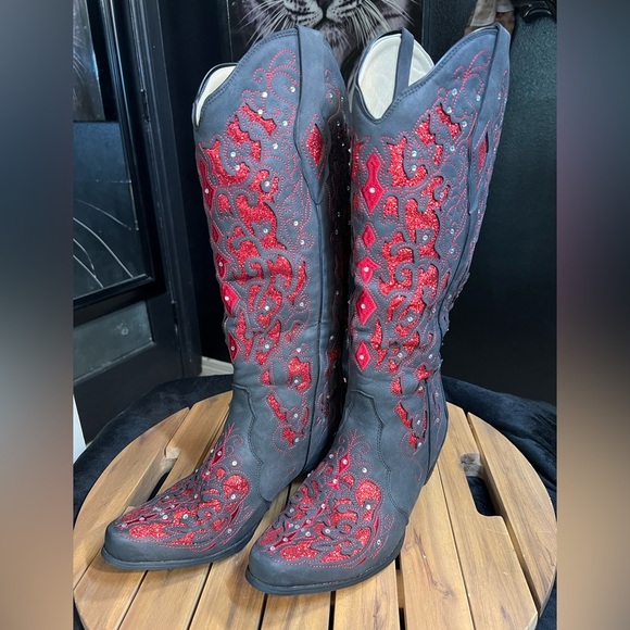 ❤️🔥 Western Embroidered Pointed Toe Mid Calf Rhinestones Boots❤️🔥SZ10 - Picture 14 of 15